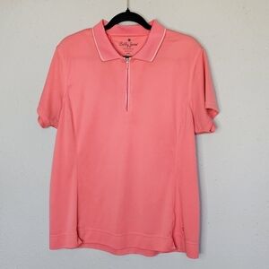 Bobby Jones Womens Pink Polo‎ Golf Performance 1/4 Zip Short Sleeve Size XXL